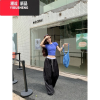 YIBUSHENG美式高街运动工装裤女款季慵懒松弛感裤子小个子拼色宽松休闲裤