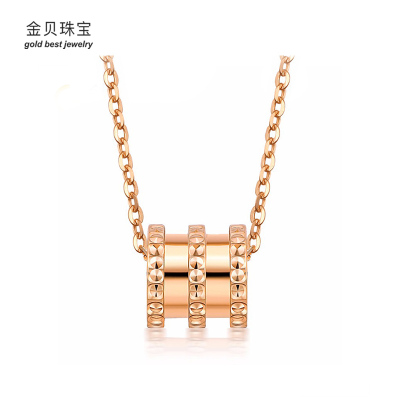 GOLDBEST金贝珠宝小蛮腰18k金项链女锁骨链吊坠套链彩金项链CKJX0005