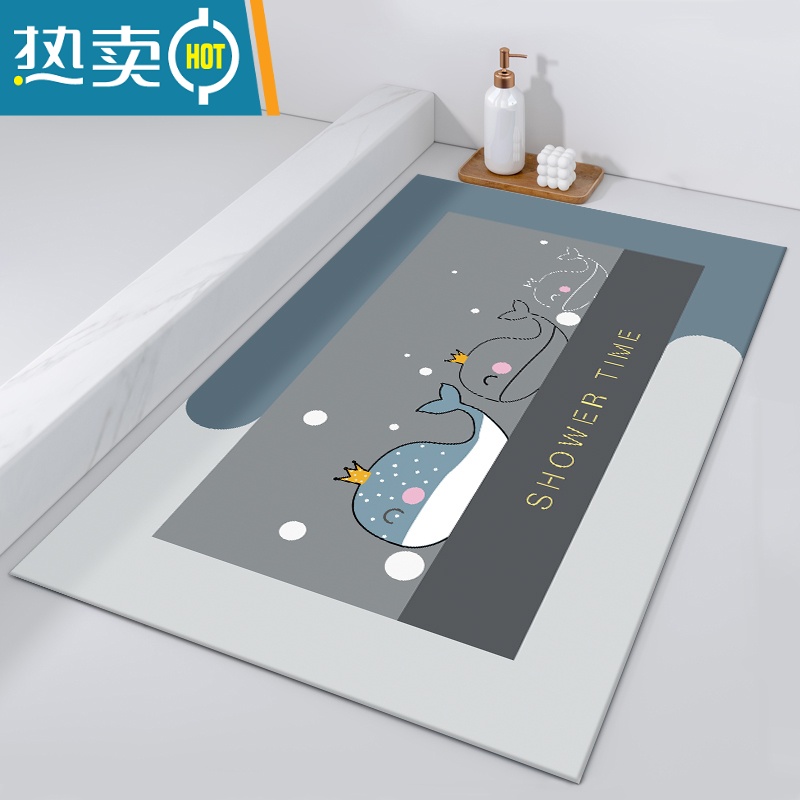 敬平软硅藻泥吸水垫厕所卫生间地垫浴室防滑脚垫淋浴房卡通卫浴地毯防滑垫