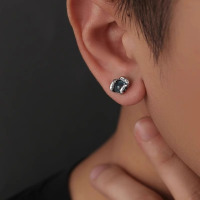 纯银蓝色灵蛇美杜莎之瞳男女潮新款蛇年清冷感耳钉小众设计高级感送女朋友老婆情人节七夕生日礼物