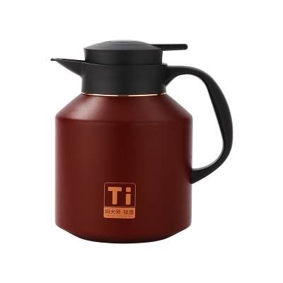 焖大师纯钛保温茶壶富贵红商务办公陈皮白茶壶套装纯钛内胆茶隔 M1800T钛壶