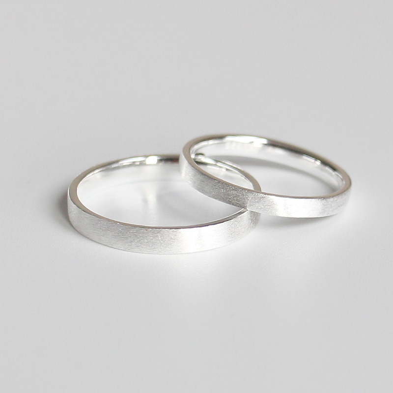 男女对戒免费刻字S925纯银手工拉丝素银细款戒指指环尾戒学生礼物送女朋友老婆情人节七夕生日礼物