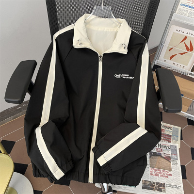 春秋季新款双面穿夹克外套男立领长袖休闲百搭情侣字母男装棒球服