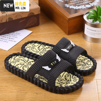 林先森拖鞋男夏季韩版室内防滑情侣家居家用软底浴室男士凉拖鞋时尚外穿拖鞋