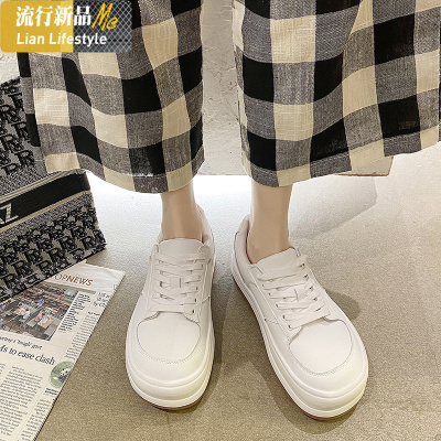 暖青汇大头小白鞋女2021春季新款小个子松糕厚底丑萌憨憨鞋休闲运动板鞋休闲鞋