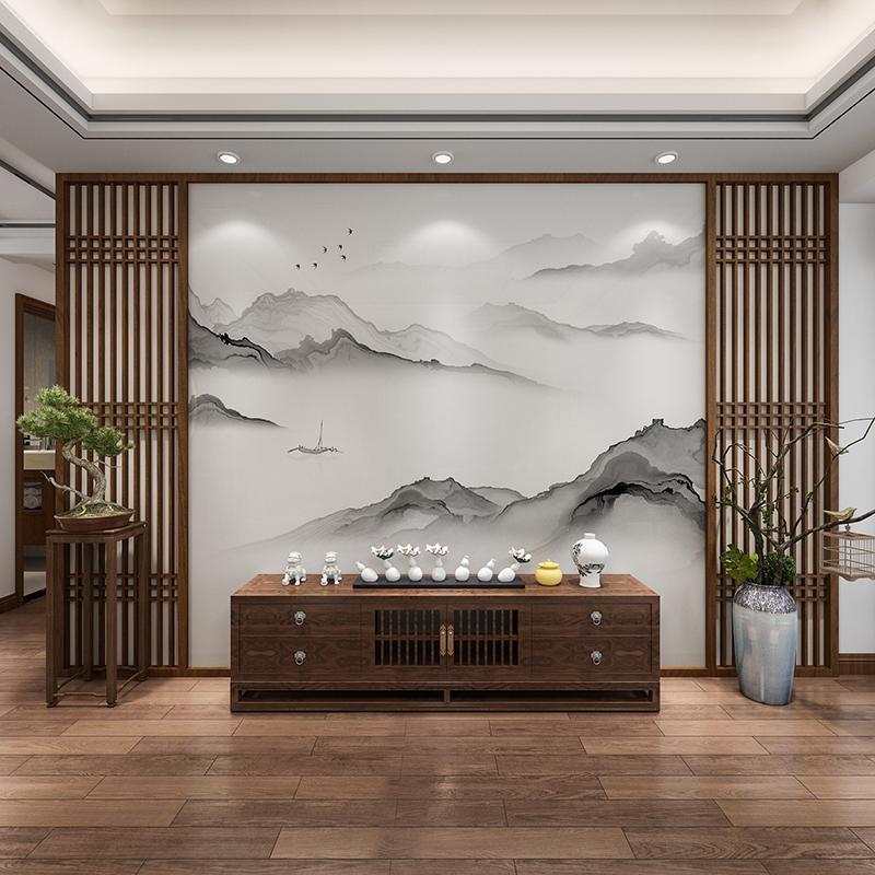 新中式屏风隔断客厅山水玄关别墅实木定制镂空酒店装饰格栅大座屏 黑胡桃木:300*180cm高 整装