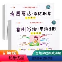 [看图写话]素材积累+思维导图 小学通用 [正版]看图写话思维导图素材积累一年级二年级人教版专项训练书小学生上下册说话每