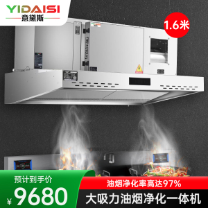 意黛斯 商用油烟机大吸力油烟净化器一体机酒店食堂厨房低空排放环保轻油烟内循环净化器YDS-LF-FHB16