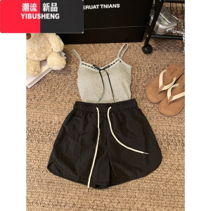 YIBUSHENG2024新款速干ins彩色多巴胺沙滩短裤季百搭宽松运动休闲裤女潮