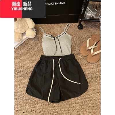 YIBUSHENG2024新款速干ins彩色多巴胺沙滩短裤季百搭宽松运动休闲裤女潮