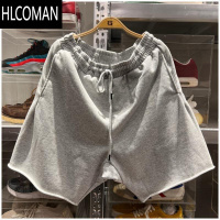 HLCOMAN大码男裤300斤潮牌美式运动高街嘻哈短裤夏季纯色卷边五分休闲裤