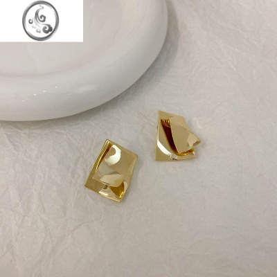 JiMi小众设计扭曲金属片银针耳环女高级感极简个性ins耳钉耳饰2023年