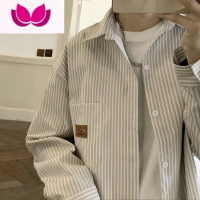 七斓cityboy廓形衬衫男高级感条纹vintage学院风长袖衬衣日系复古外套