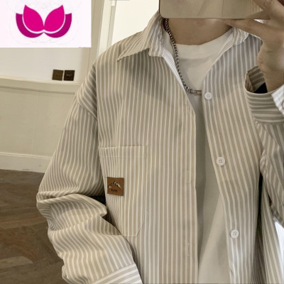 七斓cityboy廓形衬衫男高级感条纹vintage学院风长袖衬衣日系复古外套