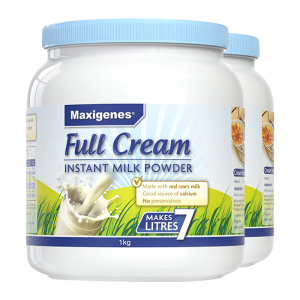 澳洲Maxigenes美可卓 蓝胖子成人青少年学生儿童孕妇 高钙全脂速溶冲饮奶粉kg*2瓶装