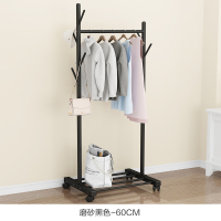 晾衣架落地折叠卧室内单杆式晒衣架挂衣架家用阳台简易衣服的架子晾衣杆 三维工匠 120磨砂黑加粗-送轮 1个