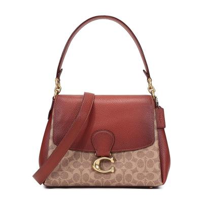 COACH蔻驰2021春夏款奢侈品女士专柜款涂层帆布配皮MAY手提单肩斜挎包5229B4NQ4-棕色锈色经典标志