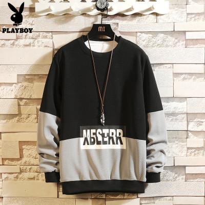 花花公子新款圆领印花卫衣男士常规外套男休闲流套头卫衣男
