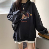 超火圆领卫衣女秋季新款韩版无帽薄款外套学生宽松上衣服女