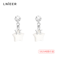 925纯银贝母五角星星耳钉女养耳洞小众夏耳环2025新款冷淡风耳饰送女朋友老婆情人节七夕生日礼物