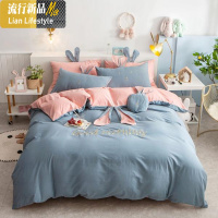 网红女孩棉床上四件套公主风ins少女心儿童棉床单被套三件套 三维工匠
