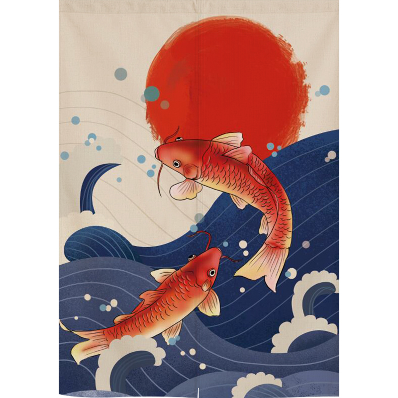 日式帘布艺半帘布帘隔断帘子屏风闪电客卧室免打孔 商铺专用房间 鱼跃