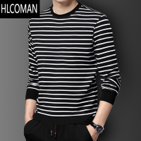 HLCOMAN男士圆领套头卫衣男新款条纹休闲长袖T恤新款打底衫秋装上衣