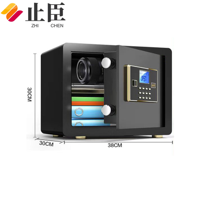 止臣 保险柜 保险箱电子密码锁保险柜高30cm保管箱家用入墙首饰保管箱存放柜储物柜 黑