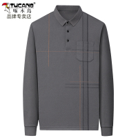 啄木鸟爸爸春装t恤长袖中年男士打底衫polo中老年人上衣服春秋季