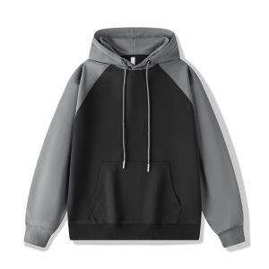 休闲连帽卫衣男秋季新款韩版插肩袖拼色拼接男女款百搭学生上衣服