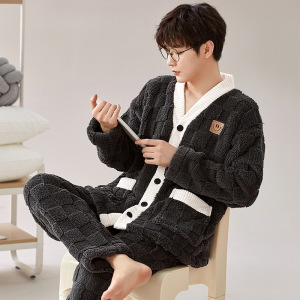 睡衣男士秋冬款冬季珊瑚绒加绒加厚保暖法兰绒家居服男款冬天套装