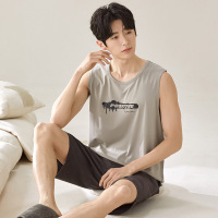 男士夏季莫代尔背心短裤套装夏天宽松休闲加大码家居服套装可外穿