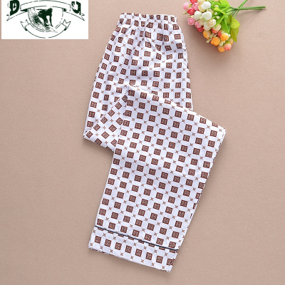 HLCOMAN夏季睡裤男长裤棉家居裤休闲宽松大码棉格子空调裤薄款春秋裤睡裤