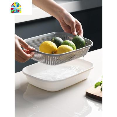双层洗菜篮洗水果洗菜盆菜篮厨房客厅创意家用水果盘水果篮 FENGHOU 颜色混搭2个(随机发2个颜色有要求留言)