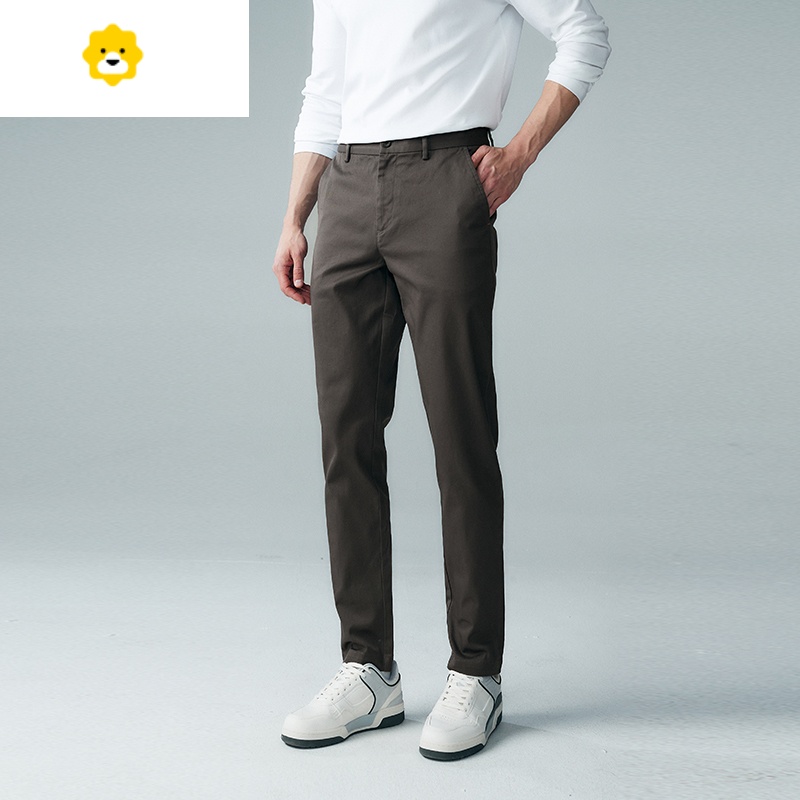 fish basket匹马棉男士直筒休闲裤春季通勤裤子男春秋款弹力修身小脚