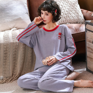睡衣秋冬季女士长袖棉质大码网红卡通可爱家居服套装