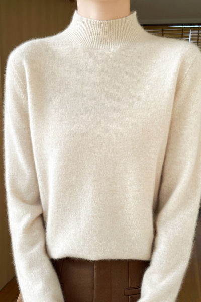 秋新款女士针织衫毛衣女半高领打底衫女修身一线成衣