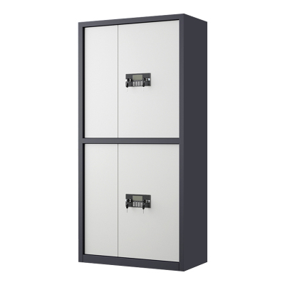 豪利特指纹电子保密柜钢制密码文件柜档案柜矮柜资料柜办公柜通双节灰白色:电子密码锁