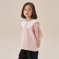 [1件5折价:90]moomoo童装女童卫衣春秋新款甜美灯笼袖舒适时尚绣花翻领大童