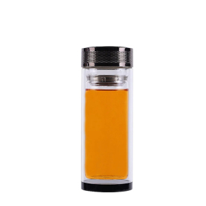 松道 双层茶水分离耐高温玻璃杯 300ml