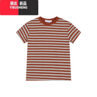 YIBUSHENG小众撞色条纹短袖T恤女季小个子短款修身内搭正肩上衣