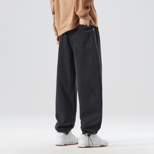 休闲百搭直筒牛仔裤男宽松拖地阔腿裤男士潮流街头长裤春秋新款