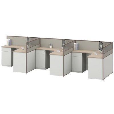 臻远ZYGW-051屏风工作卡位职员桌办公桌 F型三人位