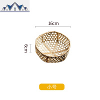 田园竹编筐家用水果篮子蔬菜糕点收纳篮手工编织非藤编编小菜篮 三维工匠