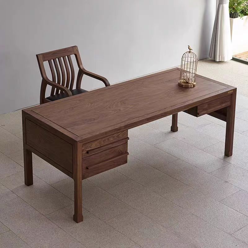 新中式禅意黑胡桃白蜡木书桌客厅酒店民宿办公室简约办公桌电脑桌