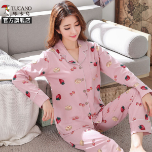 啄木鸟2025新款春季中老年时尚女士纯棉睡衣长袖长裤可外穿家居服