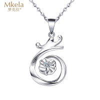 梦克拉 18K金钻石吊坠女 单钻吊坠 简约 k金钻石挂坠 女款项坠 东方情缘