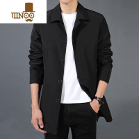 YANXU中长款风衣男士2023新款防风夹克商务休闲外套纯色潮流男装