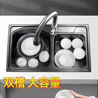 潜水艇厨房洗菜盆单槽家用不锈钢枪灰色洗碗池大水槽加厚洗碗槽RGCP枪灰水槽