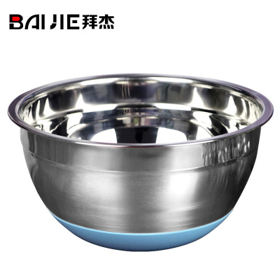 不锈钢和面盆打蛋盆调味洗菜淘米沙拉盆子烘焙工具加厚加深设计打发蛋白奶油防溅漏带硅胶底防滑和面盆